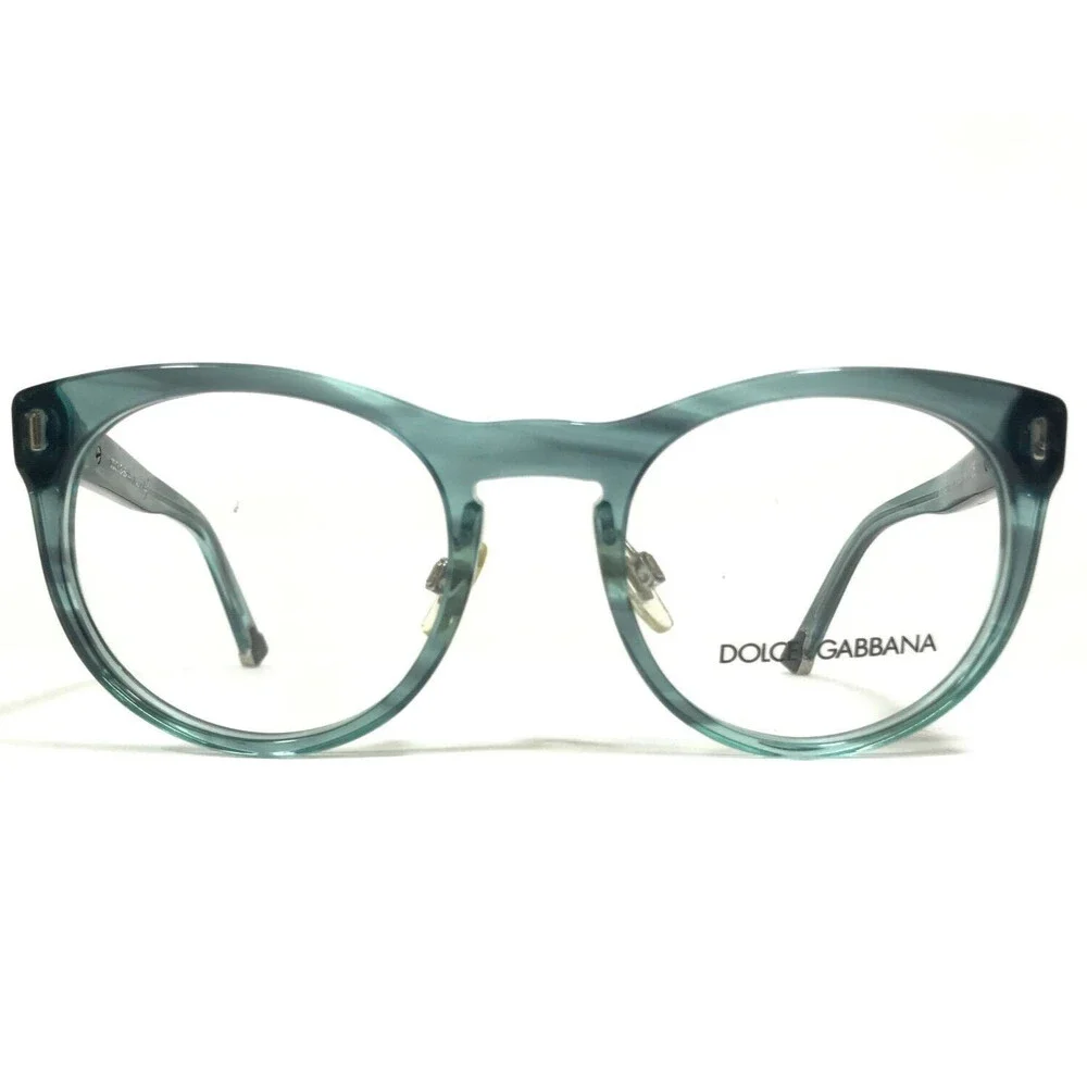 Dolce & Gabbana Eyeglasses Frames DG3240 3010 Blue Horn Round Full Rim 51-20-140